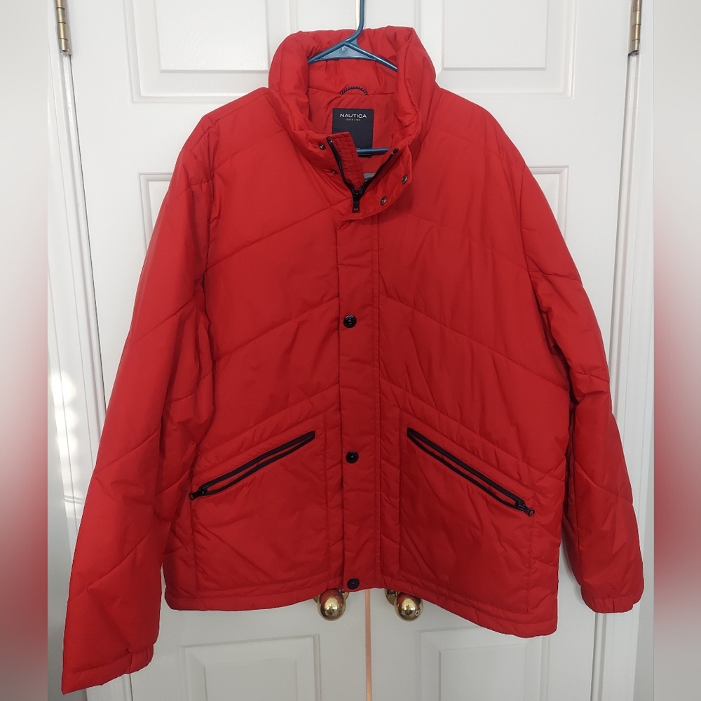 Nautica Men's Bold Red Puffer Coat